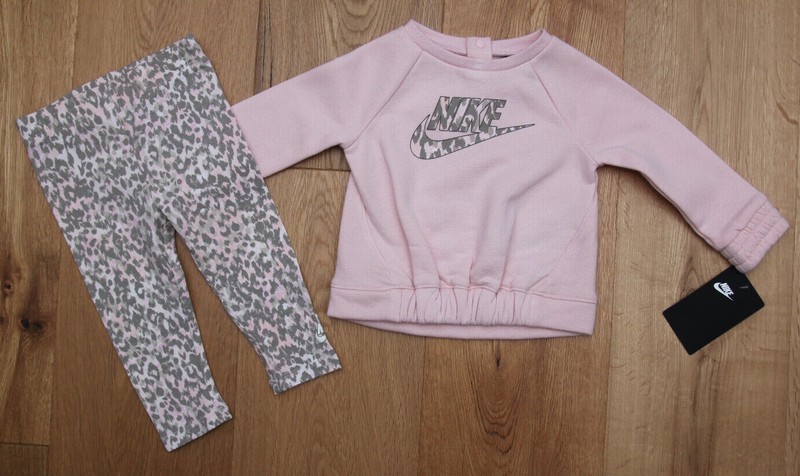 Nike Baby Girl Sweatshirt & Legging Set ~ Pink & Gray ~ Leopard ~ 6 & 9 Months ~