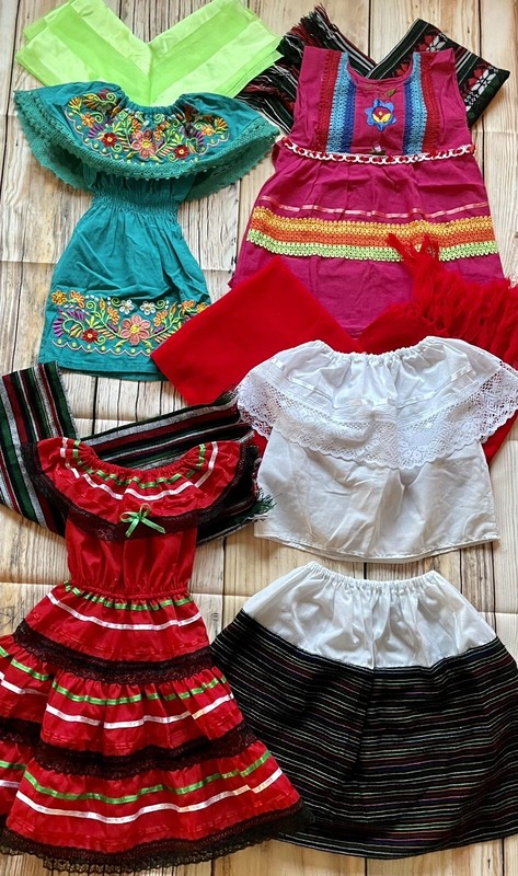 Girl Mexican Tradition Dress Sash Reboso Floral Embroile Artisan Puebla 12M-2T3T