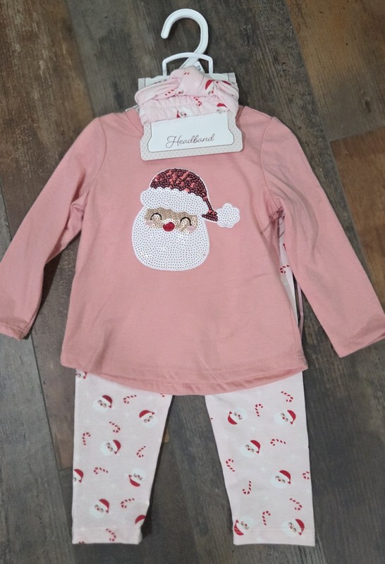 2 Piece Christmas Outfit With Sequins And Headband NWT Size 12 Months B10