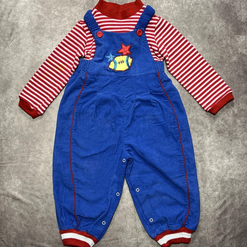 Vintage Tiny Tots Overalls Boys 12-18 Months Bubble Corduroy 2 Piece Outfit