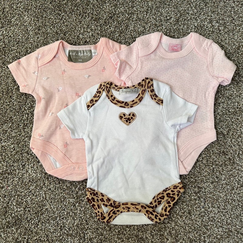 NEW 3 PACK! Newborn Baby Girls Bodysuit Lot, Infant Clothes Gift Set J
