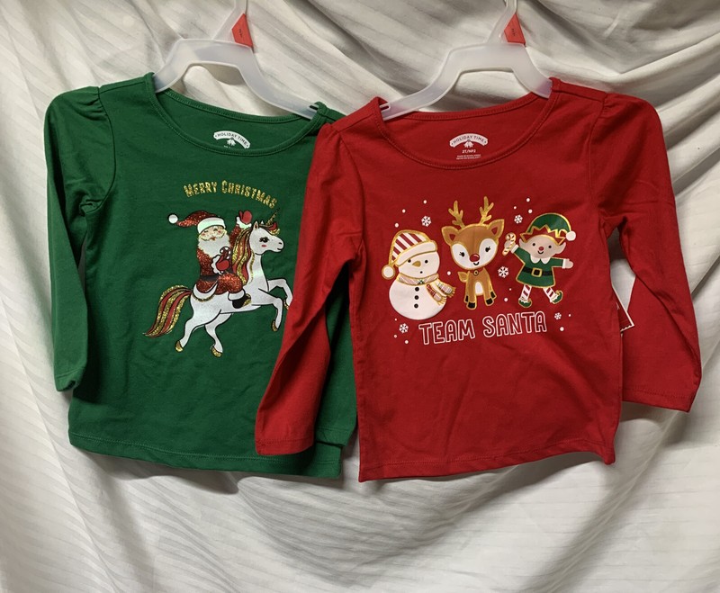 Holiday Time Graphic T-Shirt 2T Christmas Lot Of 2