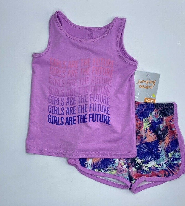 Girls Size 12M Adorable 2-Piece Short Set Summer Outfit Activewear Purple