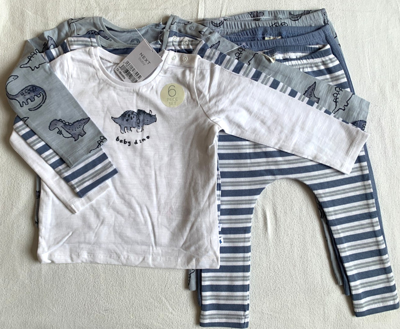 BNWT Baby Boys 6 piece Dino Long Sleeve Tops Leggings Set 12-18 months NEXT