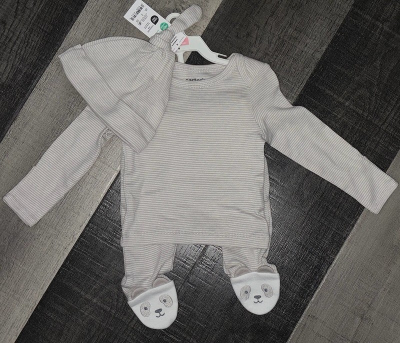 CARTERS BABY NEWBORN JUST ONE YOU 3 PIECE SET HAT PANTS SHIRT NWT