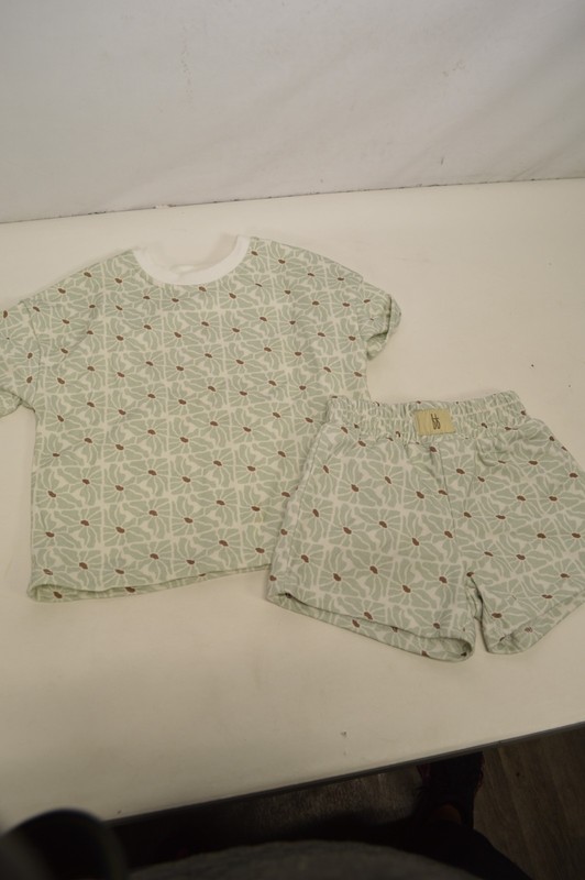 Forever French White Sage & Brown Shirt & Short Set Size 18-24 M
