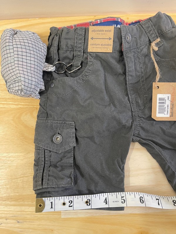 Timberland Baby Boy Short + Foldable Hat Set, Cotton, 6 Month, Olive Green, New, gallery