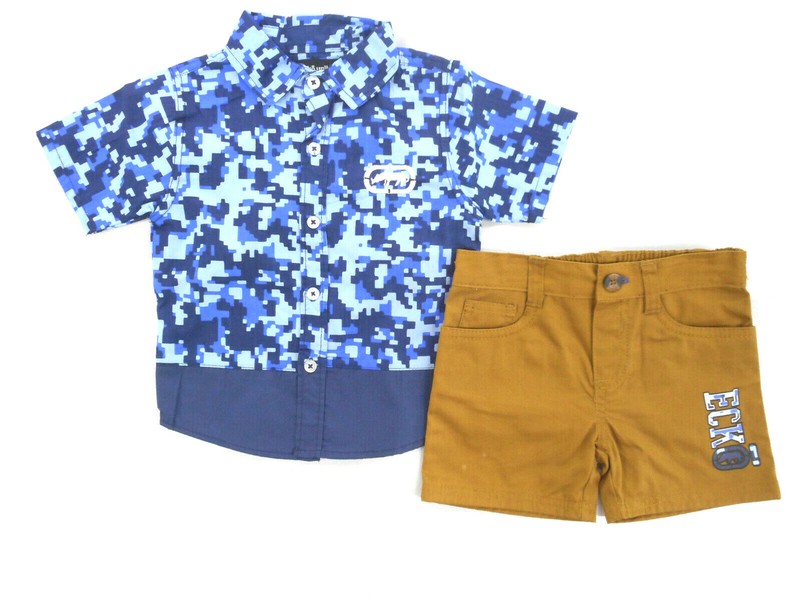 Toddler/Boys Ecko Unltd. $40 S.S. Casual Shirt & Khaki Shorts 2Pc Set Sz 2T – 7
