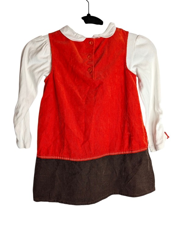 Y2K Gymboree Girls Corduroy Jumper Dress 2 Piece Set 5T Orange Deer Long Sleeve gallery