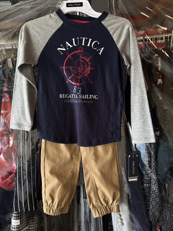 Nautica Boys T Shirt Jogger Pants Set 4T Navy Blue NWT Graphic Logo