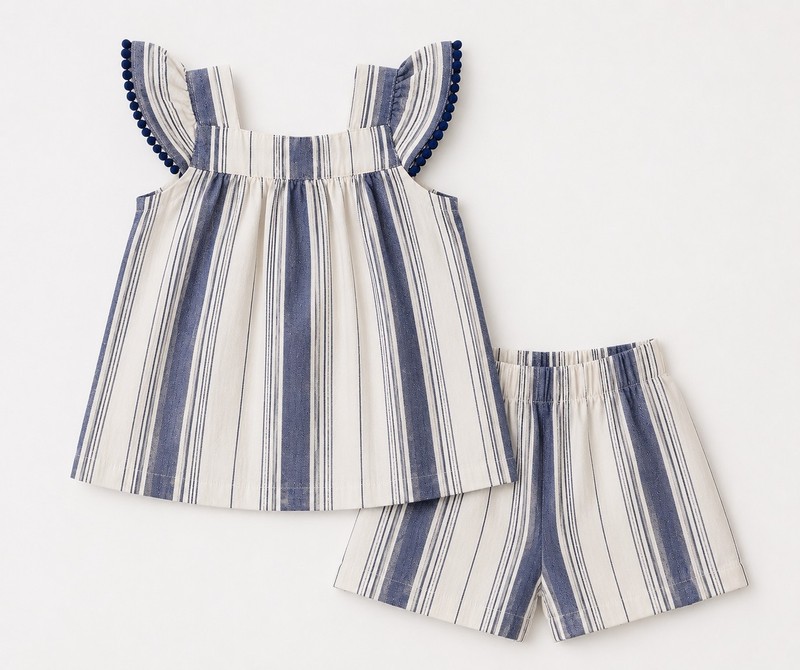 Carter's Baby Girls' 2-Piece Striped Linen Tank & Short Set 9 Months gallery