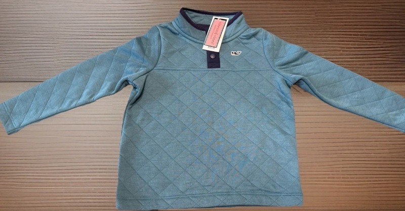 Classic Vineyard Vines Toddler Boy 4T Aqua Blue Quilted Snap Quarter Pullover