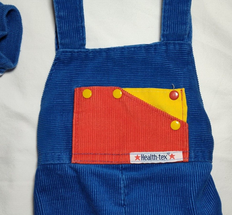 Health-Tex Vtg Baby Boy 3 6 Mos Outfit Lot Blue Helicopter Stripe Corduroy 2pc gallery