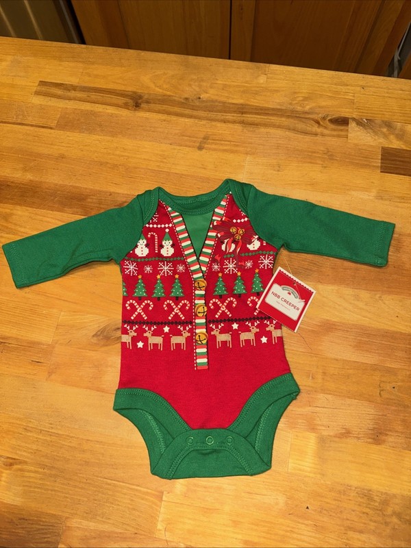 Holiday Time Newborn Christmas Faux Ugly Vest Creeper
