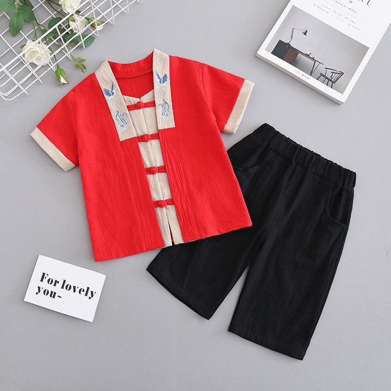 2x Kids Boy Hanfu Tang Suit Chinese Tradition Clothes Toddler Costume Ethnic Set gallery