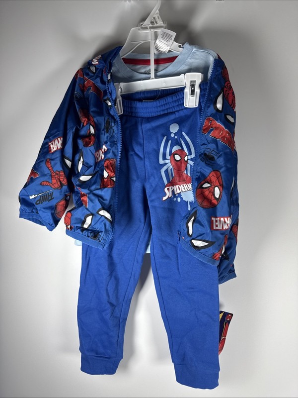 Marvel’s Spider-Man Boy’s 3 Piece Jacket Sweatpants Longsleeve Set SIZE 4T NWT