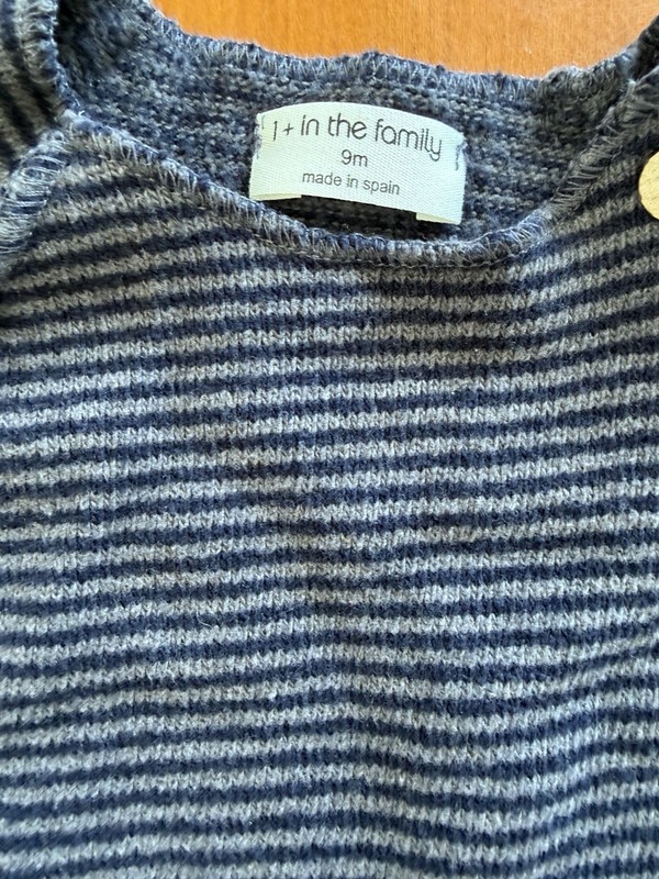 1+ In The Family (Spain) Black/Grey Stripe Brushed Cotton Blend Pants Set-9Mos gallery
