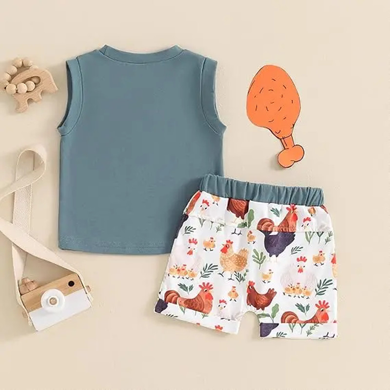 2PCS Newborn Kids Boys Summer Sleeveless Tank Top Elastic Shorts Casual Outfit gallery