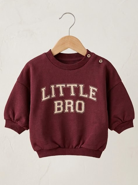 George Baby Boys Sweatshirt Top Little Brother Bro Burgundy Fleece Lined Jumper gallery