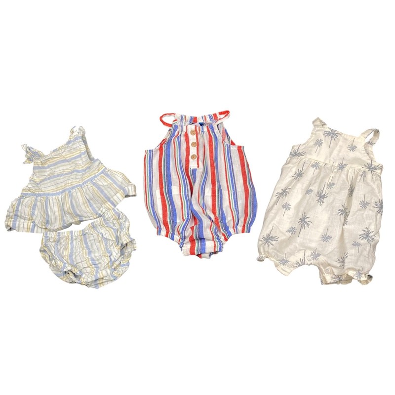 Baby Girl Rompers Dress Outfit Set Sleeveless Summer Palm Tree Striped