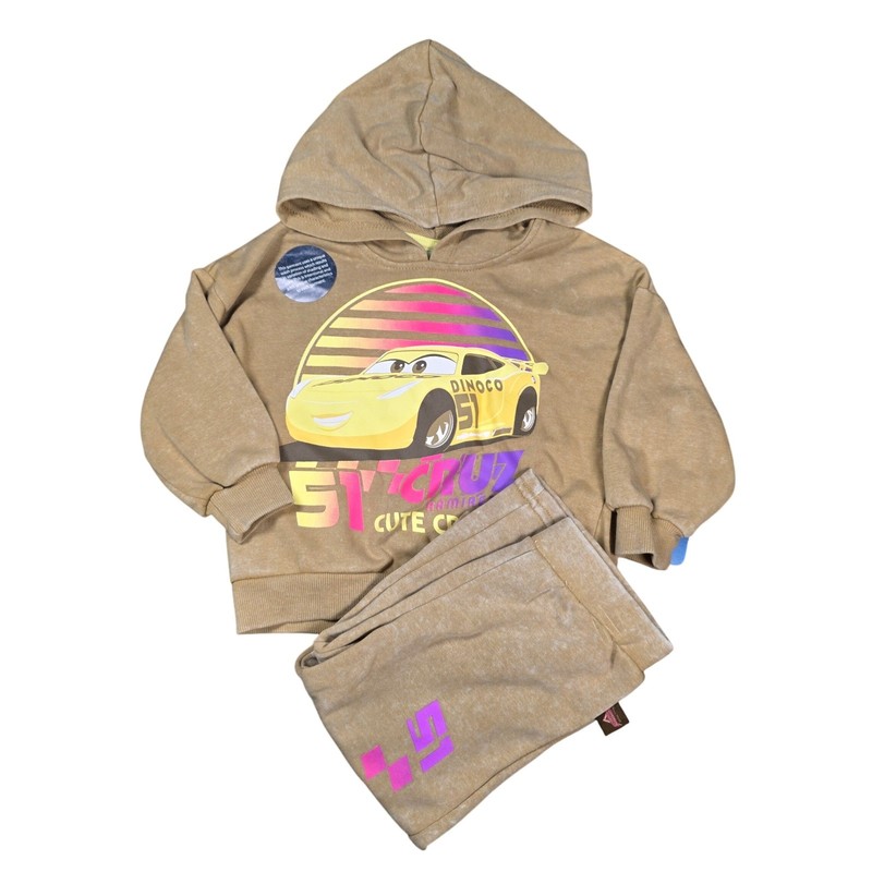 Disney Pixar Cars Cruz Ramirez 51 Hoodie and Pants Set Tan Acid Wash 18M