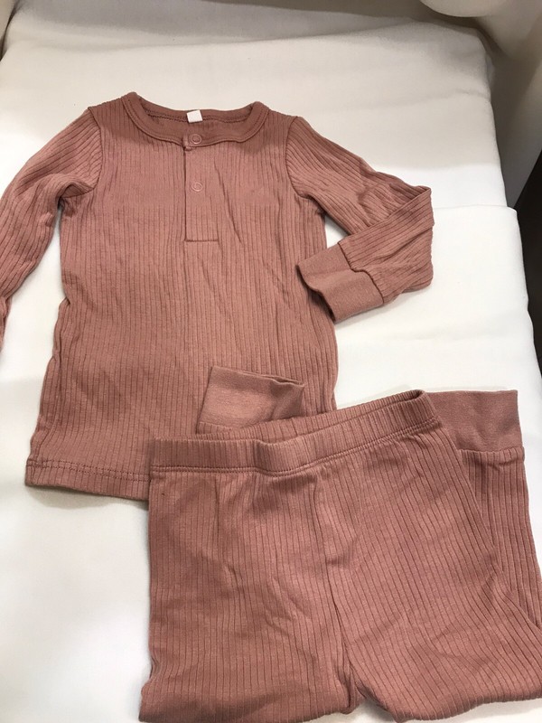 MORI TODDLER Bamboo/Organic Cotton 2 PC SET 9-12 Mo Blush Rib Knit Boys Girls