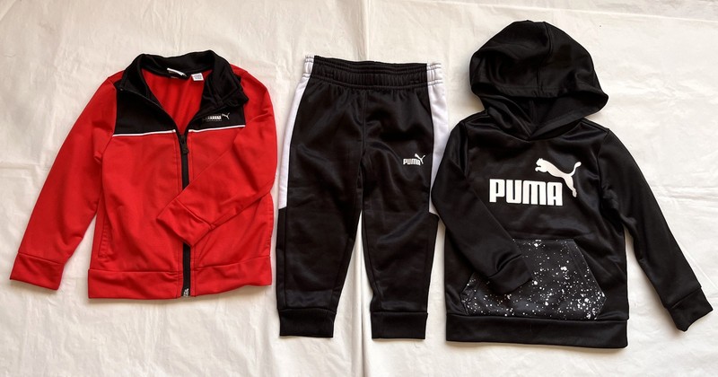 3X Puma Toddler 2T Red & Black Pullover Hoodie Sweatshirt Jacket & Sweatpants