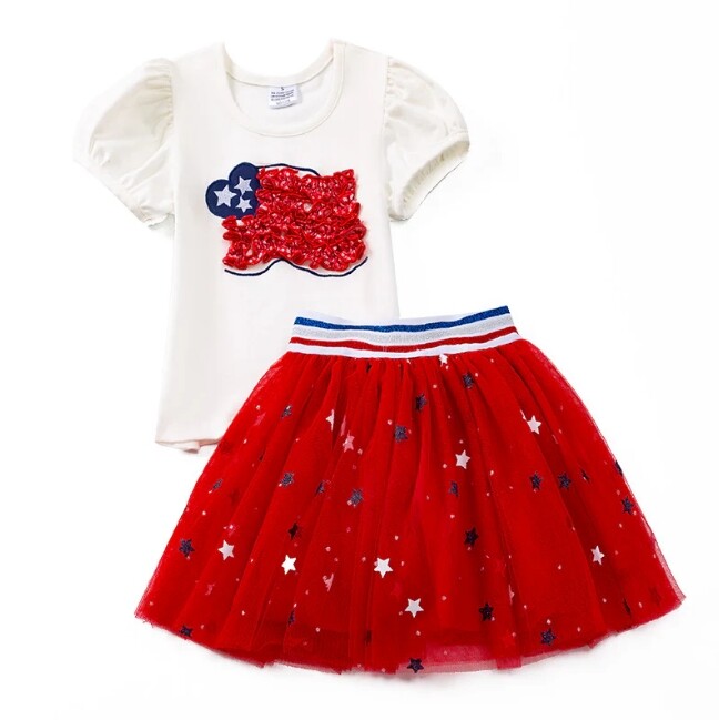 NEW Boutique 4th of July in USA Flag Girls Tutu Skirt Outfit