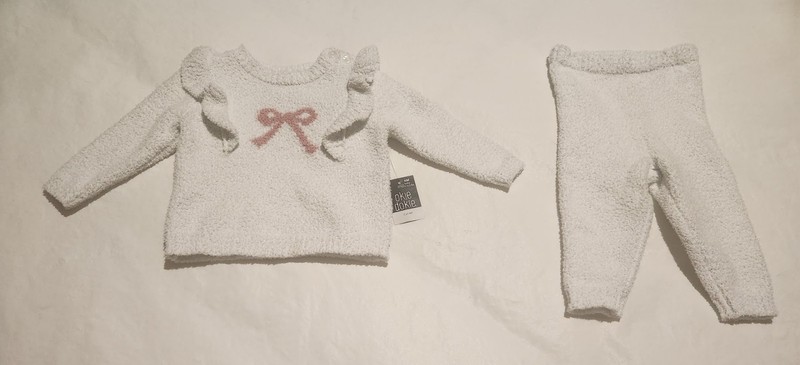 NWT Okie Dokie Bow Ruffle Sweater Pants Outfit 2PC Set 6 Months Baby Girl