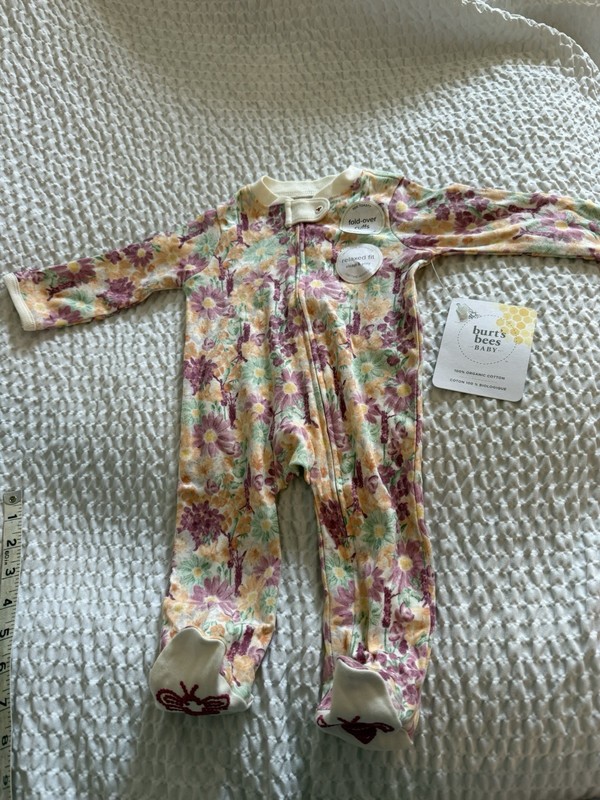 Burts Bees Newborn Girls’ Zip Up Floral Sleeper
