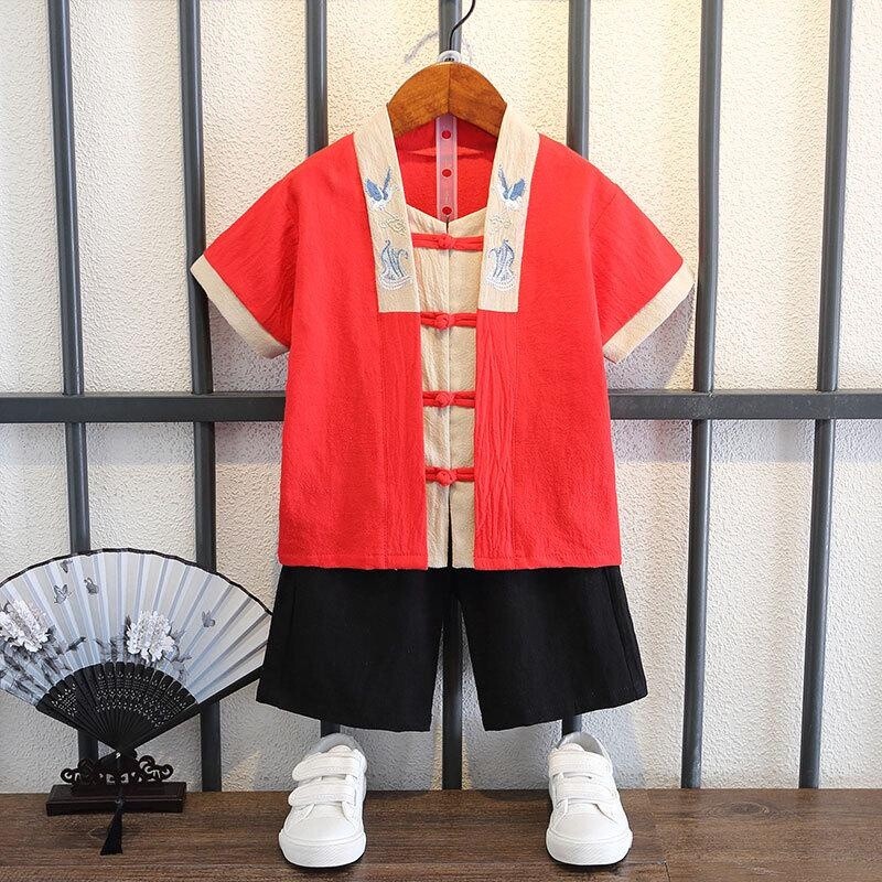 2Pcs Kids Boys Hanfu Tang Suit Chinese Traditional Clothes Toddler Costume gallery