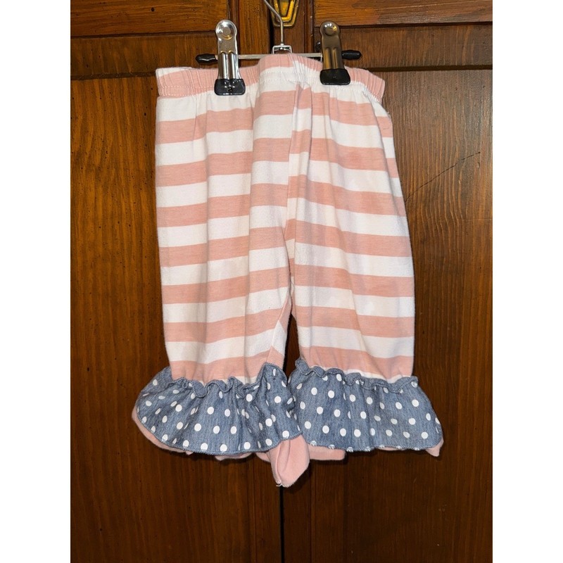 Adorable Sweetness Girls Floral Polka Dot Tunic and Striped Ruffle Pants Set 2 gallery
