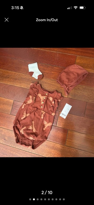 Carter’s 3 piece baby girl bodysuit romper bonnet and socks 6M