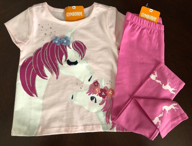 NWT Gymboree Girl Everyday Playwear Pink Horse Tee & Leggings Outfit 3T 4T