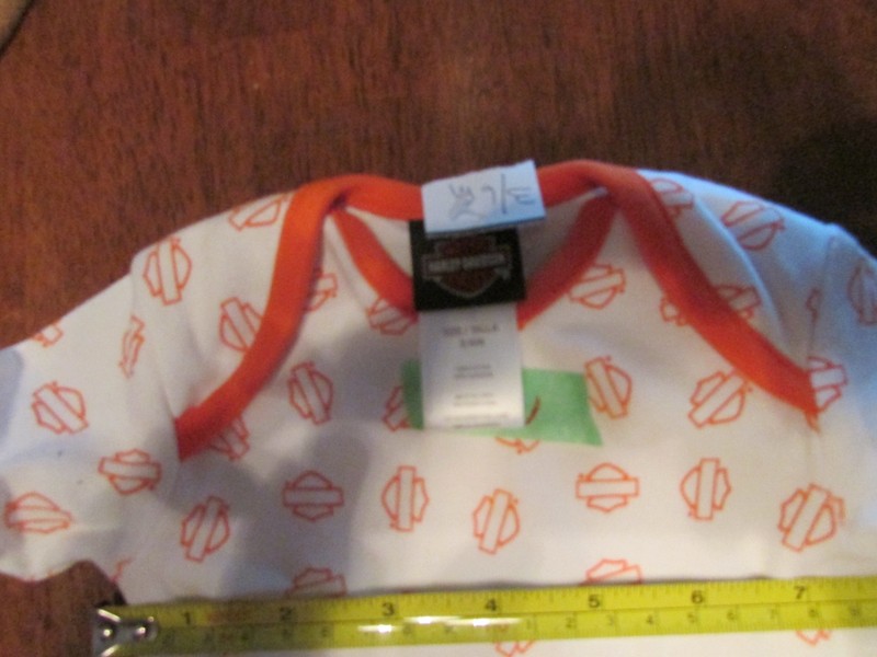 Harley Davidson HD Shields 3-6 months bodysuit Orange and white one piece gallery