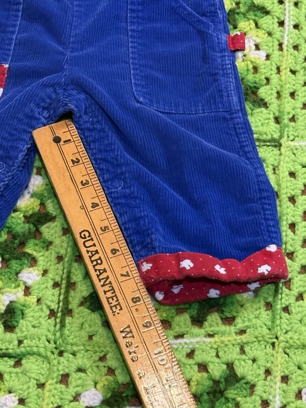 Vintage Oshkosh Vintage Blue Red Lined Corduroy Overalls Vestbak 18m USA Retro gallery