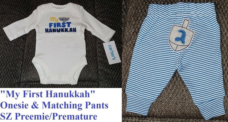 Size Preemie Premature Outfit Set Carter’s My First Hanukkah Blue New With Tags